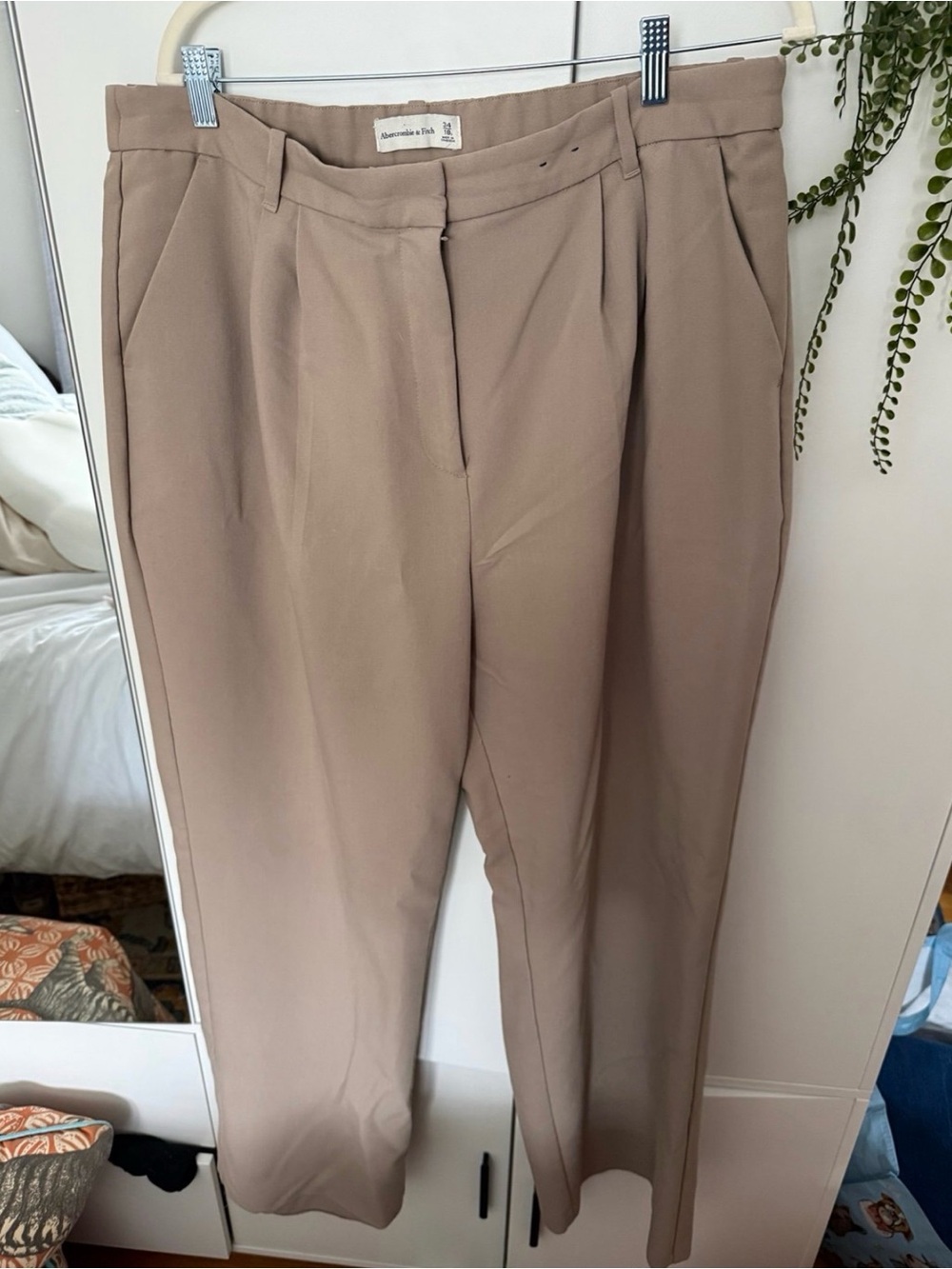 Abercrombie & Fitch Curve Love Tan Pleated Trousers Size 34 / 18L
